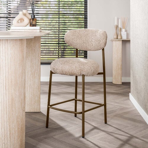 Scandinavische barstoel Tissee Cargo zand met bruin frame
