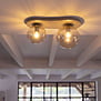 Moderne plafondlamp Bubble 2-lichts beige amber glas