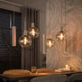 Moderne hanglamp Poly 7-lichts beige met licht amber glas