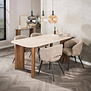 Japandi eettafel Romano Curvo 180 cm travertin met eikenlook poten