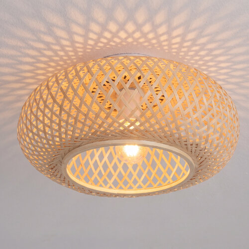 Japandi plafondlamp Maze 1-lichts bamboe beige