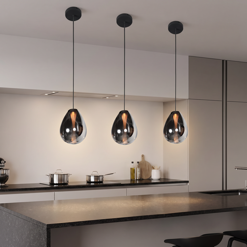 Moderne Design hanglamp Glimsy 1-lichts smoke glas zwart