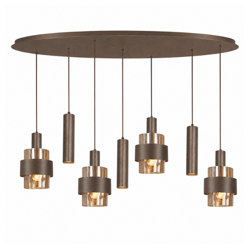 Moderne hotel chique hanglamp Marrone 7-lichts ovaal choco met bruin glas