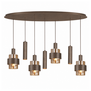 Moderne hotel chique hanglamp Marrone 7-lichts ovaal choco met bruin glas