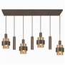 Moderne hotel chique hanglamp Marrone 7-lichts choco met bruin glas
