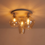 Hotel chique plafondlamp Cambio 3-lichts zand met amber glas