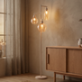Hotel chique vloerlamp Cambio 3-lichts zand met amber glas
