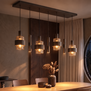 Moderne hotel chique hanglamp Marrone 7-lichts choco met bruin glas