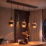 Hotel chique hanglamp Marrone 5-lichts choco met bruin glas en spots
