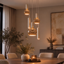 Moderne hanglamp Locarno 5-lichts getrapt zand met gerichte spots