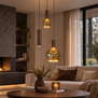 Moderne hanglamp Locarno 3-lichts getrapt choco bruin