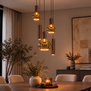 Moderne hanglamp Locarno 5-lichts getrapt choco bruin