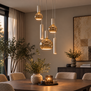Moderne hanglamp Locarno 5-lichts getrapt zand met gerichte spots