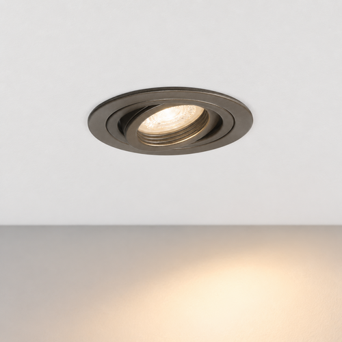 Moderne inbouwspot Tinus 1-lichts kantelbaar choco rond