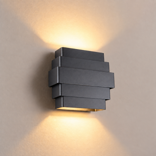 Moderne wandlamp Diego zwart met dim to warm verlichting