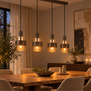 Moderne hotel chique hanglamp Marrone 4-lichts choco met bruin glas op balk