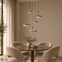 Moderne hanglamp Falcon 5-lichts getrapt choco bruin