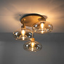 Plafondlamp Iselle 3-lichts beige met amber glas