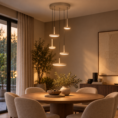 Moderne hanglamp Falcon 5-lichts getrapt zand