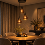 Industriële hanglamp Bruciato 3-lichts getrapt zwart bruin