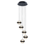 Moderne hanglamp Dynasty 5-lichts getrapt zwart met helder glas