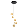 Moderne hanglamp Dynasty 5-lichts getrapt zwart met champagne glas