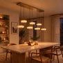 Moderne hanglamp Isabelle 7-lichts marmer glas met brede balkopstelling