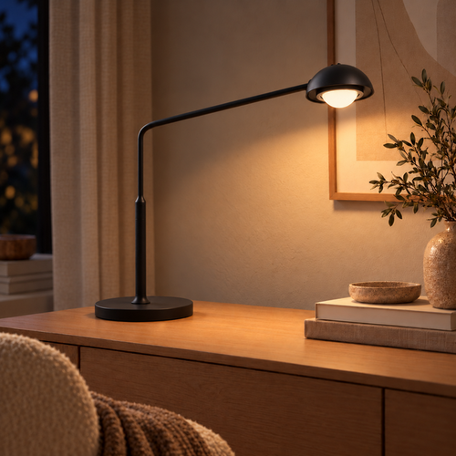 Moderne tafellamp Amy 1-lichts zwart met dim to warm