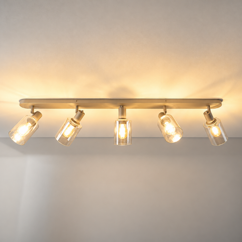 Moderne opbouwspot Calore 5-lichts beige met amber glas