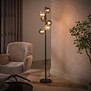 Hotel chique vloerlamp Mundo 6-lichts zwart met gekleurd glas