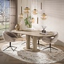 Japandi eetkamertafel Ayla 215 cm travertin beige ovaal