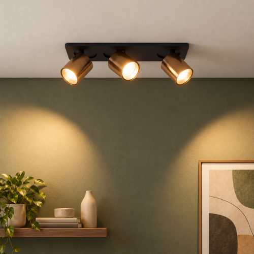 Moderne opbouwspot Lieke 3-lichts zwart koffie