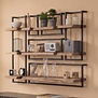 Landelijke wandplank Orlando set 2 acaciahout met zwart frame