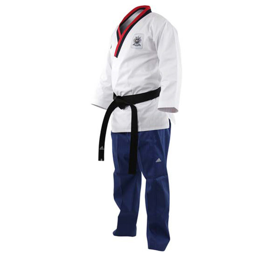 Poomsae Taekwondopak Boys Wit/Licht Blauw 1