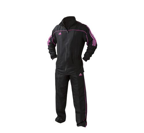 Adidas Team Track Trainingsjack Zwart/Roze  (zonder broek) Maat L - OP=OP