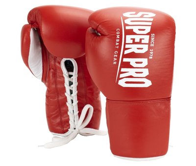 Super Pro 10 oz Combat Gear Winner Wedstrijdhandschoenen Veter Rood/Wit
