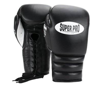 Super Pro Combat Gear Knock Out Bokshandschoenen Veter Zwart/Wit 1