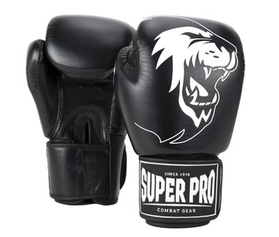 Super Pro Combat Gear Warrior Lederen (kick)bokshandschoenen Zwart/Wit
