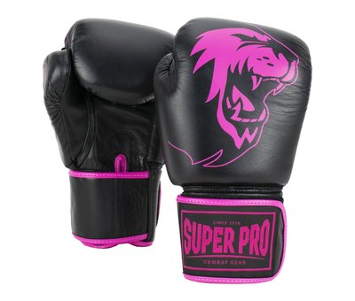 Super Pro Combat Gear Warrior Lederen (kick)bokshandschoenen Zwart/Roze