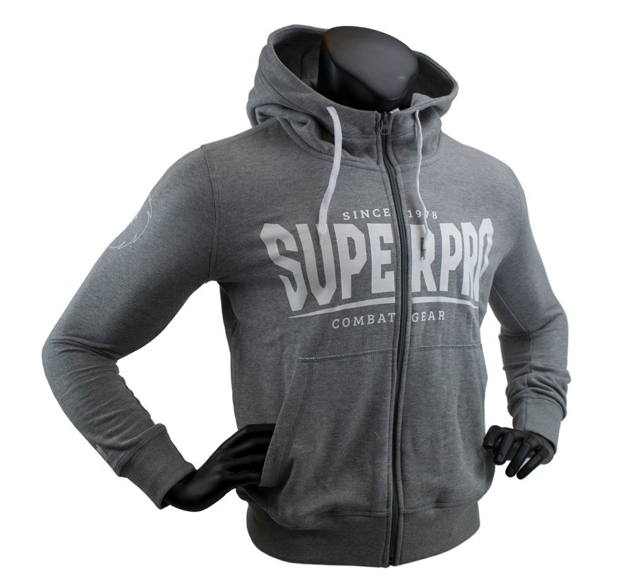 Hoody met Rits S.P. Logo Grijs/Wit