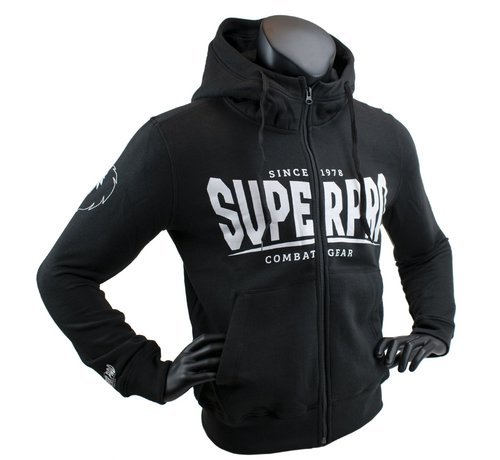 Super Pro Hoody met Rits S.P. Logo Zwart/Wit