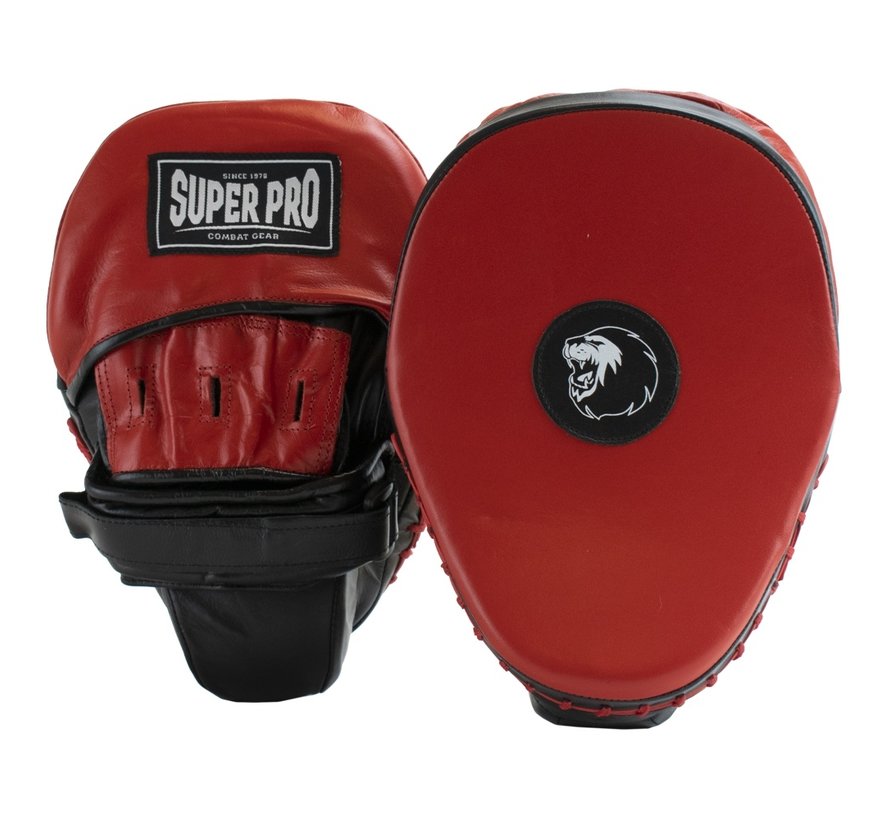 Lederen Flat Hook and Jab Pad Zwart/Rood