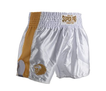 Super Pro Combat Gear Thai en Kickboksshort Brave Wit/Goud