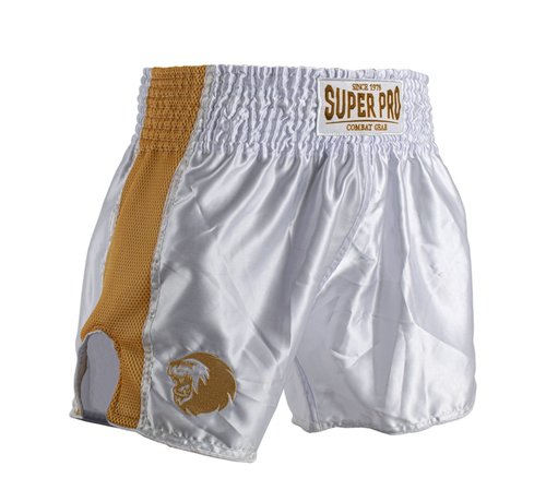 Super Pro Combat Gear Thai en Kickboksshort Brave Wit/Goud