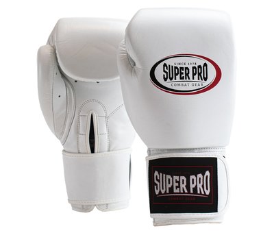 Super Pro Combat Gear Thai-Pro Lederen (Thai)bokshandschoenen Wit/Zwart