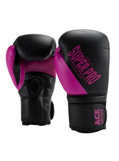 Super Pro ACE (kick)bokshandschoenen Zwart/Roze