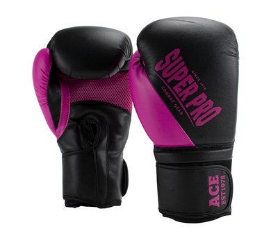 Super Pro ACE (kick)bokshandschoenen Zwart/Roze