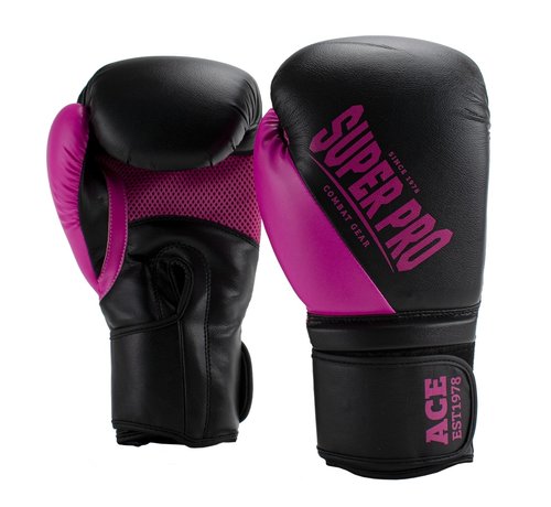 Super Pro ACE (kick)bokshandschoenen Zwart/Roze