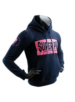 Super Pro Super Pro Hoodie S.P. Block-Logo Donker Blauw/Roze