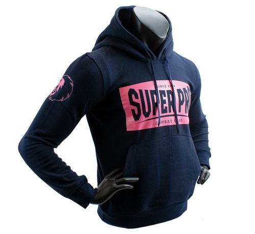 Super Pro Super Pro Hoodie S.P. Block-Logo Donker Blauw/Roze